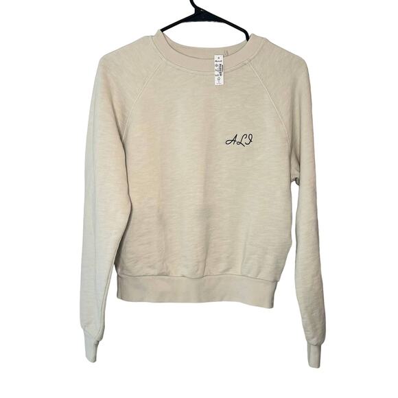 Madewell MWL cream women's Raglan Sweatshirt Size XXS HAS EMBROIDERING "ALI" - Picture 3 of 8
